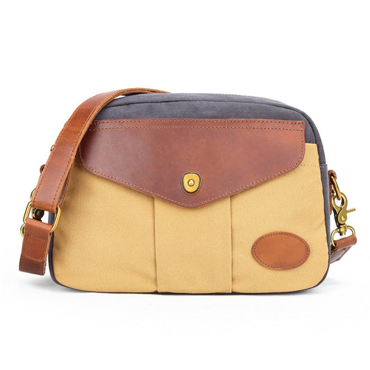 Bolsa Retro de Lona con Bloques de Color y Correa Cruzada