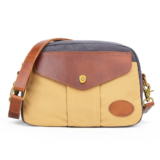 Bolsa Retro de Lona con Bloques de Color y Correa Cruzada