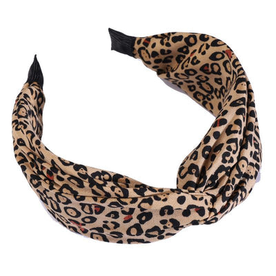 Diadema Cruzada Estampado Leopardo Negro y Blanco con Aro - Image 9