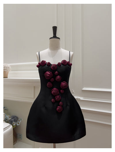 Falda Suspender Estilo Socialité Francesa con Cintura Ajustada y Flores - Image 24