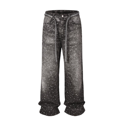 Jeans Holgados Estampado Diamante Efecto Vintage Apilados - Image 3