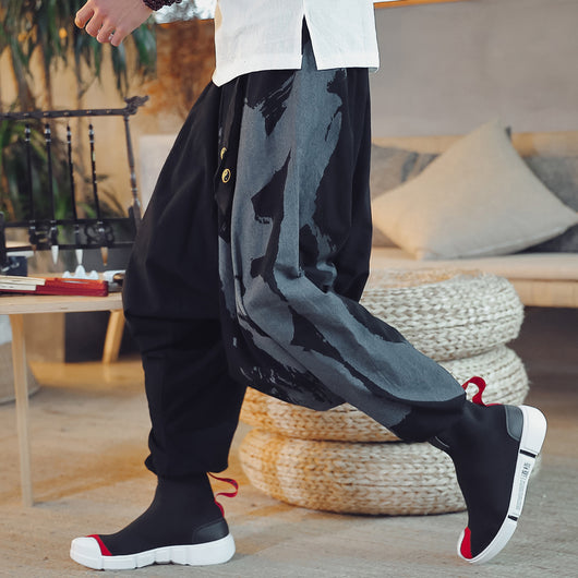 Pantalones Holgados de Algodón y Lino Estilo Chino con Puños Estampados - Image 15