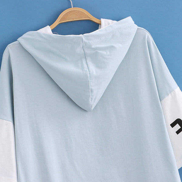 Sudadera con Capucha Estampado Cartón de Leche - Colorblock Manga Corta