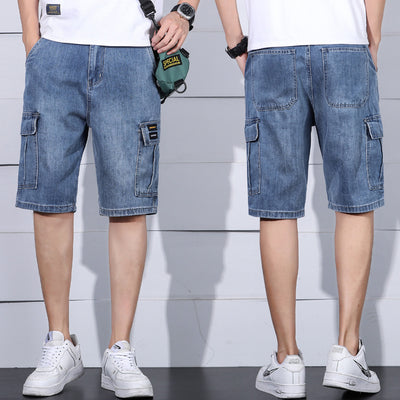 Pantalones Cortos de Mezclilla Funcional con Múltiples Bolsillos para Hombre - Image 6
