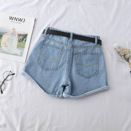 Shorts de Mezclilla Talle Alto con Ruedo Fruncido - Image 8