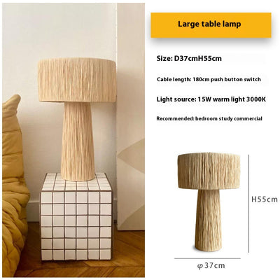 Lámpara de Mesita Retro Tejida a Mano en Ratán para Dormitorio - Image 7