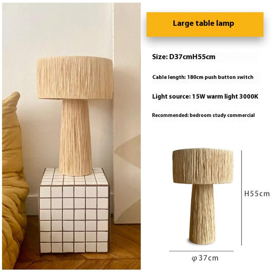 Lámpara de Mesita Retro Tejida a Mano en Ratán para Dormitorio - Image 7