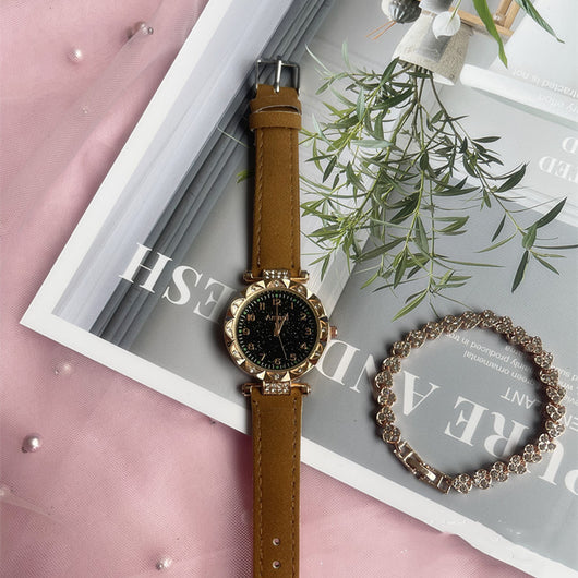 Conjunto de Reloj Frosted Estrellado y Cinturón de Dos Piezas - Image 8