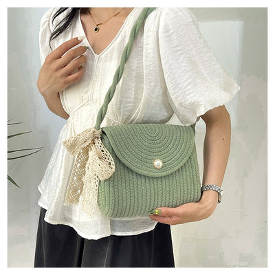 Bolsa Tejida de Algodón con Cuerda - Estilo Casual Artesanal para Verano - Image 22