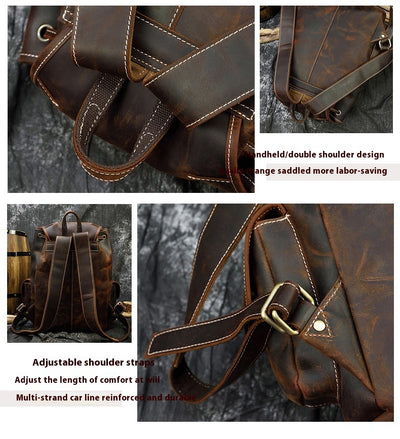 Mochila Casual de Cuero Genuino Estilo Retro para Hombre - Image 13