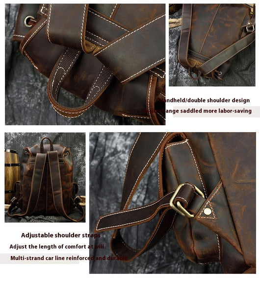 Mochila Casual de Cuero Genuino Estilo Retro para Hombre - Image 13