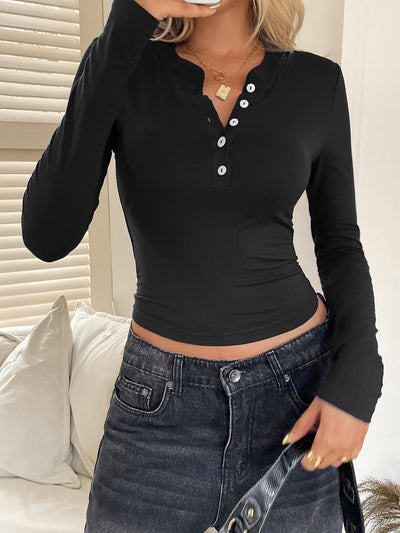 Blusa Manga Larga con Botones en Colores Sólidos para Mujer - Image 6