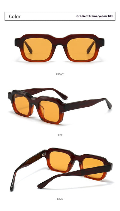 Gafas de Sol Acetato Grueso con Degradado de Color y Costuras Decorativas - Image 24