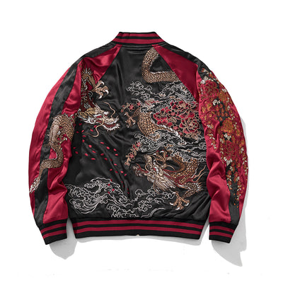Chaqueta Beisbolera Hombre con Bordado de Dragón - Estilo Casual Reforzado - Image 4