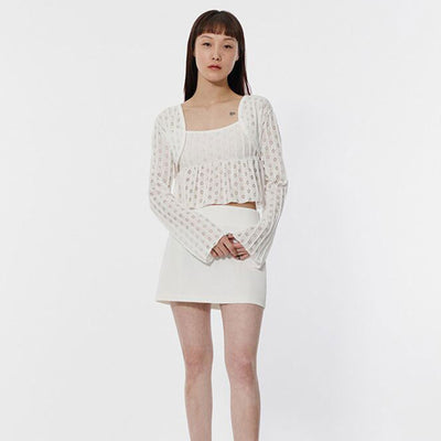 Cardigan Blusa Mujer con Detalles Calados