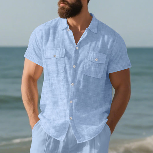 Camisa Suelta de Solapa Lisa para Hombre - Estilo Casual Festivo - Image 33