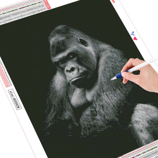 Cuadro de Pintura de Diamantes Mono en Blanco y Negro - Arte DIY para Pared - Image 10
