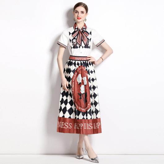 Conjunto Elegante Falda Plisada con Blusa Estampada - Image 3