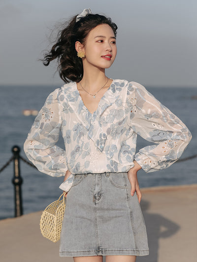 Blusa Floral Calada de Diseño Exclusivo para Mujer - Image 3
