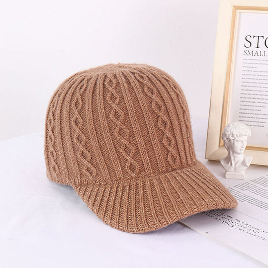 Gorra de Béisbol en Lana Tejida Coreana - Abrigo Cálido Color Sólido