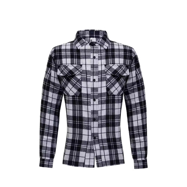 Camisa Manga Larga Cuadros con Solapa - Estilo Casual Moderno
