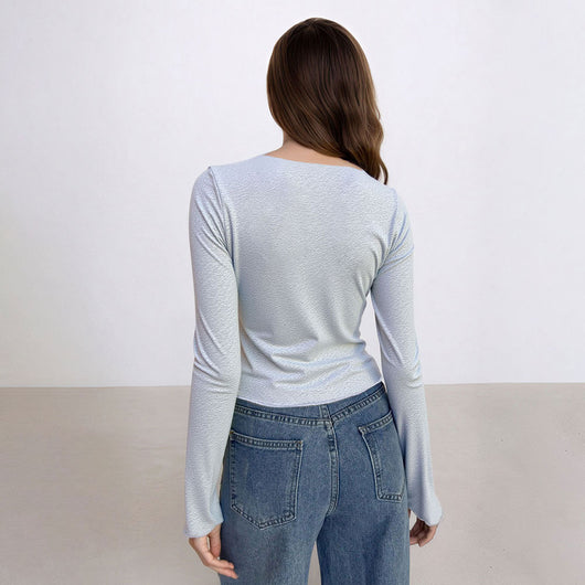 Blusa Base Minimalista de Manga Larga para Mujer - Estilo Sofisticado Rejuvenecedor - Image 2