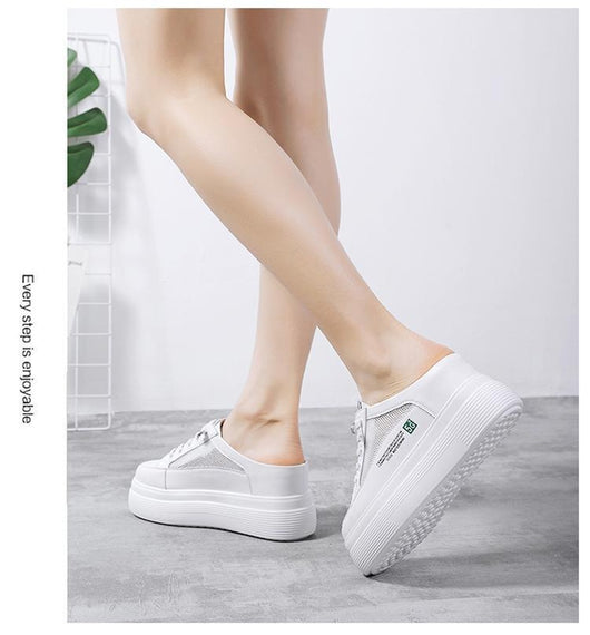 Zapatos Blancos Plataforma Mesh Ligeros y Cómodos sin Tacón - Image 12