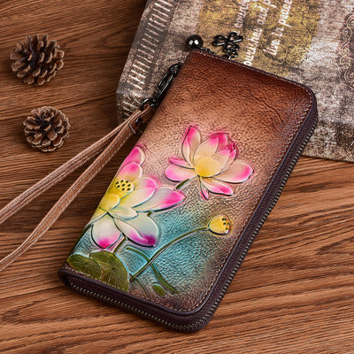 Monedero de Cuero Genuino con Cierre y Relieve Embossed para Mujer - Image 15