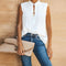 Blusa Solta de Gola Alta com Babados e Botões - Estilo Casual Verão