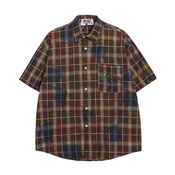 Camisa Manga Corta Tie Dye Cuadros para Hombre