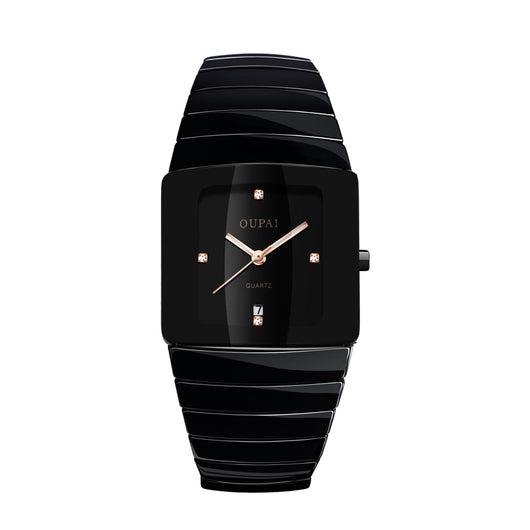 Reloj de Cuarzo Plateado con Diamantes y Carátula Cuadrada para Hombre - Image 4