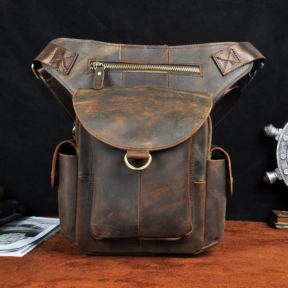 Bolsa Retro de Cuero Encerado para Cámara y Teléfono - Estilo Vintage para Hombre