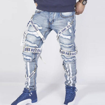 Jeans Slim Fit Azul Marino con Cierre y Rotos Modernos - Image 18