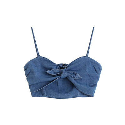 Camiseta Denim con Moño para Mujer - Diseño Versátil para Verano - Image 3