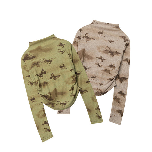 Blusa Cuello Alto Mariposas Estilo Americano para Mujer - Image 2