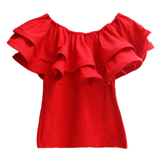 Blusa Elegante con Cuello Volante Doble Capa y Hombros Descubiertos - Image 2