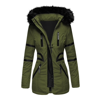 Abrigo de Algodón con Cuello de Pelaje Contraste para Mujer - Image 10