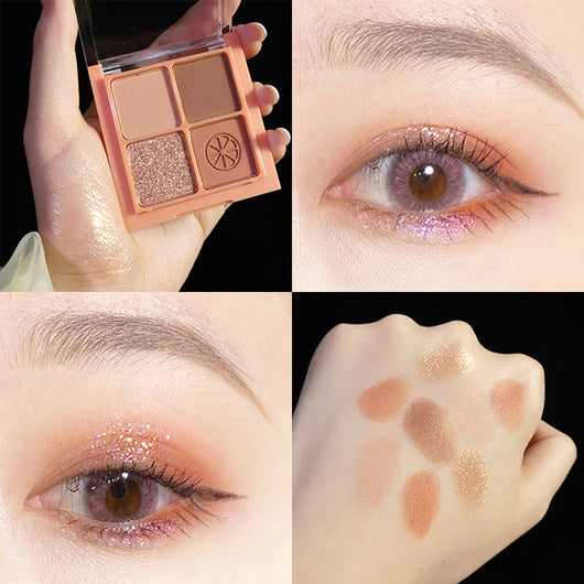 Paleta de Sombras de Ojos 4 Colores Mate Perlado Gris Tierra Púrpura Impermeable con Brillo - Image 14