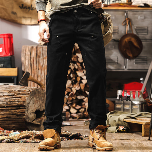 Pantalón Denim Recto Café Clásico para Uso Diario - Image 6