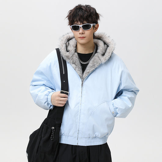 Chaqueta Acolchada de Algodón con Cuello de Forro Polar Retro para Hombre - Image 3