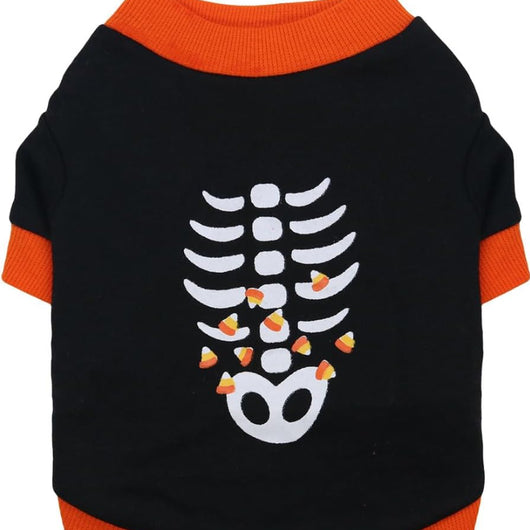 Disfraz de Esqueleto Halloween para Perros y Gatos - Sudadera Ligera para Mascotas Pequeñas