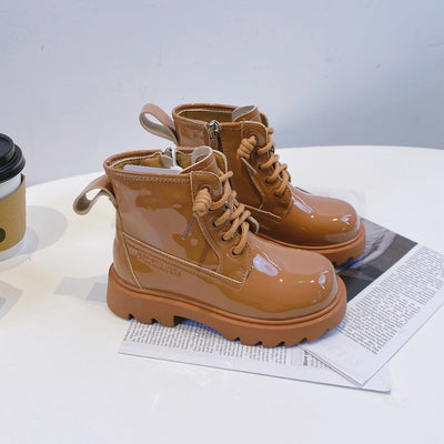 Botas de Cuero Brillante para Niñas - Caña Media Primavera Otoño - Image 15