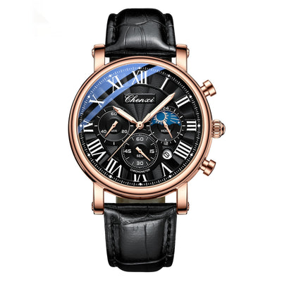 Reloj Empresarial Hombre Fases Lunares Calendario Resistente al Agua - Image 5