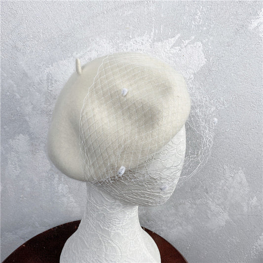 Boina Francesa Vintage con Malla y Pompón - Lana Versátil - Image 2