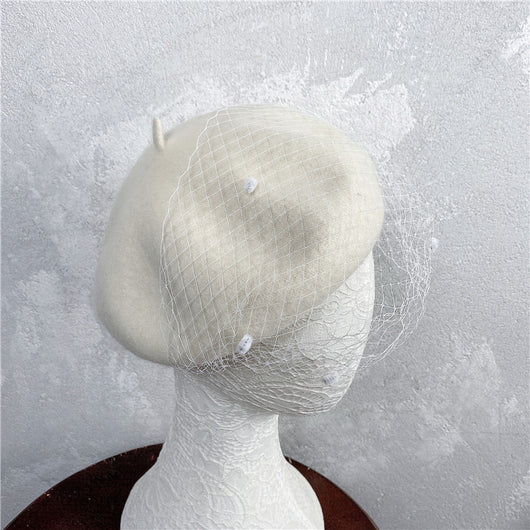 Boina Francesa Vintage con Malla y Pompón - Lana Versátil - Image 2