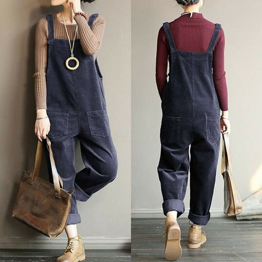 Pantalón Peto de Pana Liso para Mujer - Estilo Casual Versátil - Image 4