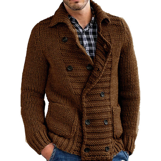 Cardigan de Solapa Hombre Color Liso - Suéter Elegante - Image 10
