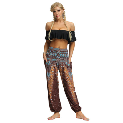 Pantalones Yoga Sueltos Estampado Floral Pierna Ancha Largos - Image 16