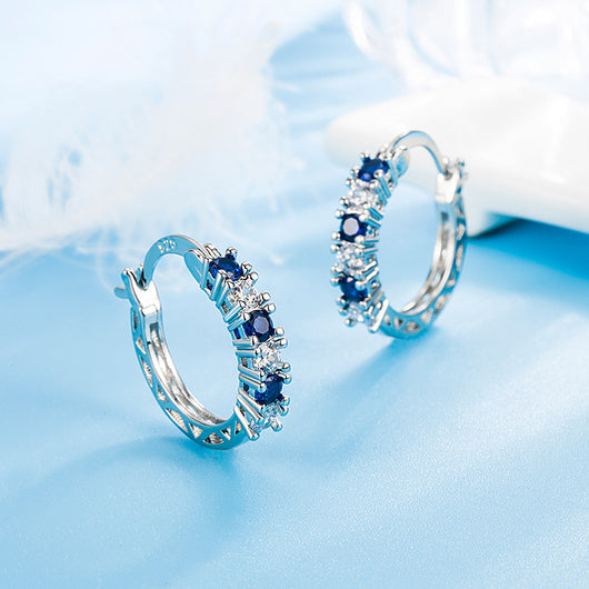 Aretes de Diamantes y Cristal Azul Zircón - Diseño Europeo Elegante - Image 8