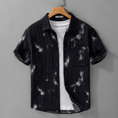 Camisa de Lino Estampada Manga Corta Fresca para Verano - Image 2